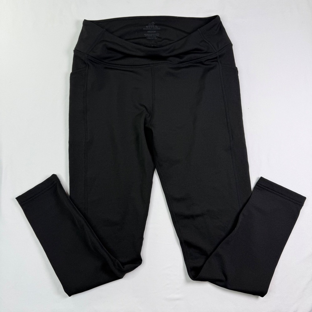 Woolx McKenna Leggings Womens Medium Black Merino Wool Blend Pockets Hiking